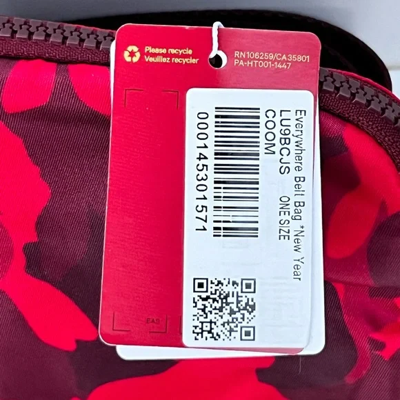 NWT Lululemon New Year Everywhere Belt Bag Rabbit All Over Print Red Mul…